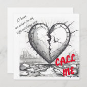 AI downloadbare zwart-wit gebroken hart Kaart (Voorkant / Achterkant)