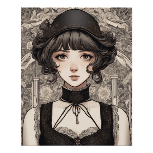 AI Dreamy Anime Couture - Little Black Perfect Poster (Voorkant)