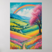 AI Dromerige Kleurrijke Regenboog Verticaal Landsc Poster (Voorkant)