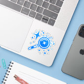 AI-embleem Twinkle-sterren, baken van het digitale Sticker (Laptop met iPhone)