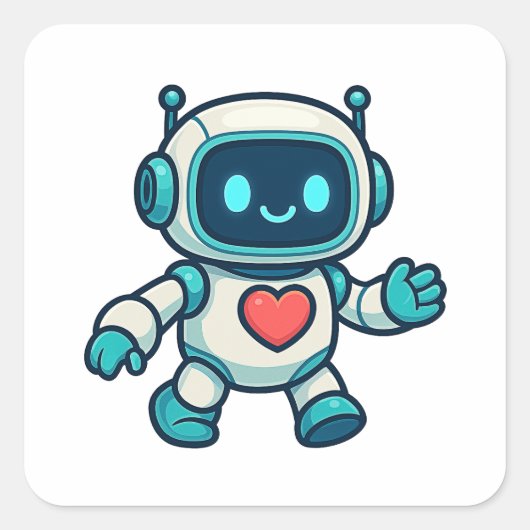 AI- en robotpersonages Vierkante Sticker (Voorkant)