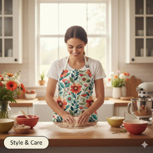 AI Floral All-Over Print Schort voor Creative Cook