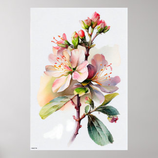 AI florale design appel bloesems kunststijl Poster