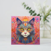 AI Flower Cat Feestdagenkaart (Staand voorkant)