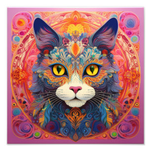 AI Flower Cat Foto Afdruk