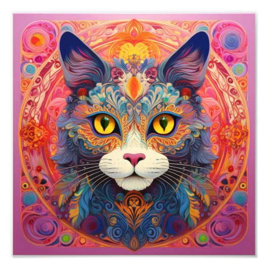 AI Flower Cat Foto Afdruk (Voorkant)