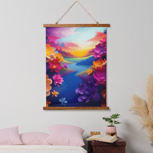 AI Flower Design Hangend Wandkleed (Slaapkamer)