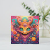 AI Flower monster Feestdagenkaart (Staand voorkant)