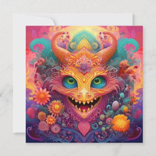 AI Flower monster Feestdagenkaart (Voorkant)