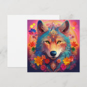 AI Flower Wolf Feestdagenkaart (Voorkant / Achterkant)