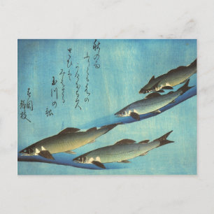 Ai (forel) - Hiroshige's kleurenJapanse vis afdruk Briefkaart