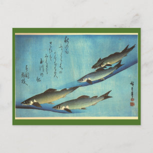 Ai (forel) - Hiroshige's kleurenJapanse vis afdruk Briefkaart