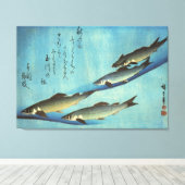 Ai (forel) - Hiroshige's kleurenJapanse vis afdruk Canvas Afdruk (Insitu (Houten vloer))