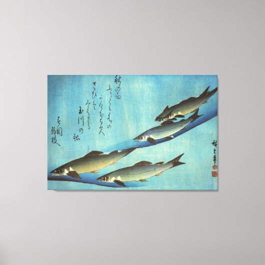 Ai (forel) - Hiroshige's kleurenJapanse vis afdruk Canvas Afdruk (Voorkant)