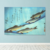 Ai (forel) - Hiroshige's kleurenJapanse vis afdruk Canvas Afdruk (Insitu (Houten vloer))