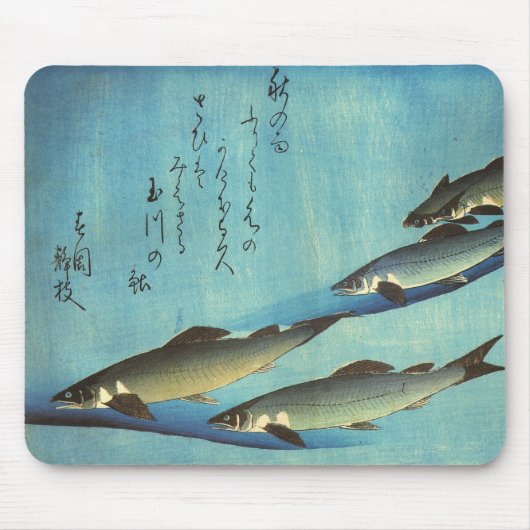 Ai (forel) - Hiroshige's kleurenJapanse vis afdruk Muismat (Voorkant)