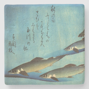 Ai (forel) - Hiroshige's kleurenJapanse vis afdruk Stenen Onderzetter