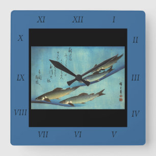 Ai (forel) - Hiroshige's kleurenJapanse vis afdruk Vierkante Klok