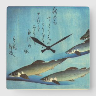 Ai (forel) - Hiroshige's kleurenJapanse vis afdruk Vierkante Klok