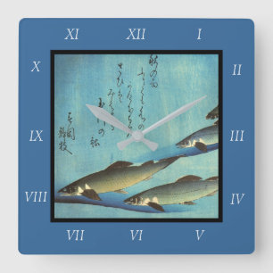 Ai (forel) - Hiroshige's kleurenJapanse vis afdruk Vierkante Klok