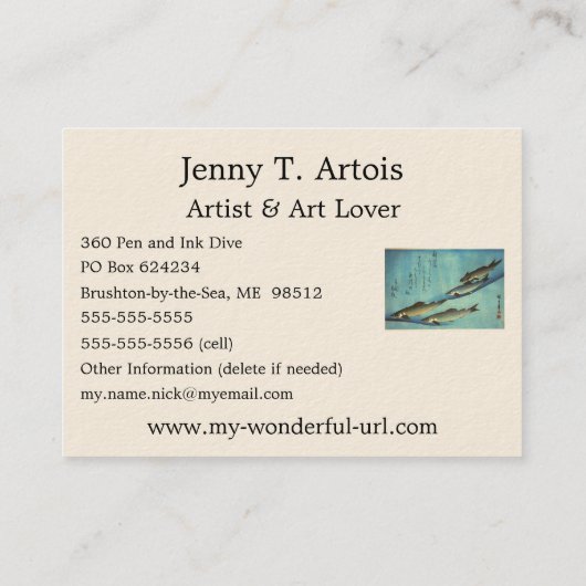 Ai (forel) - Hiroshige's kleurenJapanse vis afdruk Visitekaartje (Achterkant)