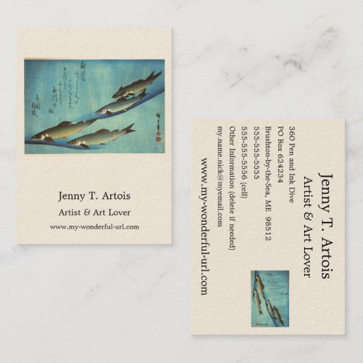 Ai (forel) - Hiroshige's kleurenJapanse vis afdruk Visitekaartje (Voorkant / Achterkant)
