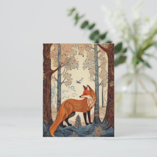 AI Forest Fox Briefkaart (Staand voorkant)