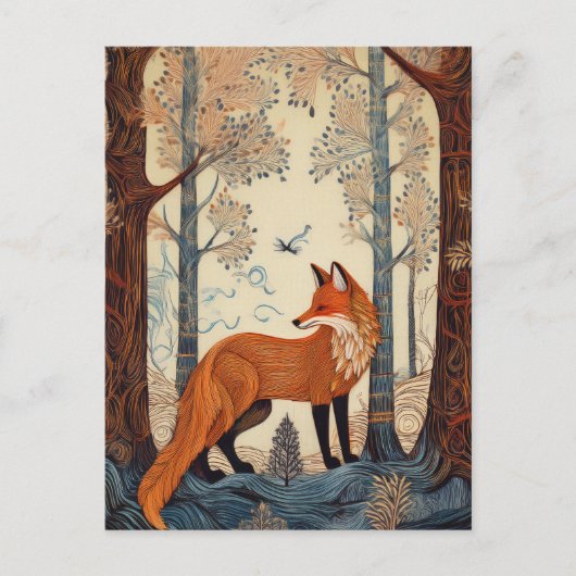 AI Forest Fox Briefkaart (Voorkant)