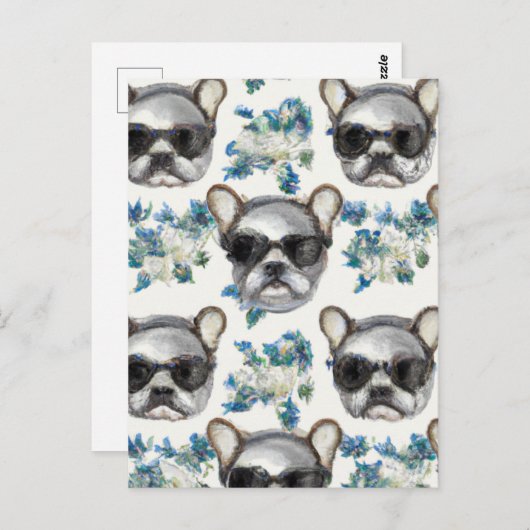 AI Franse Bulldog Pattern Briefkaart (Voorkant / Achterkant)