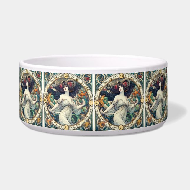 AI geassisteerd Art Deco Bowl ontwerp van dame Voerbakje (Voorkant)