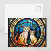 AI-gebrandschilderde katten Briefkaart (Voorkant / Achterkant)