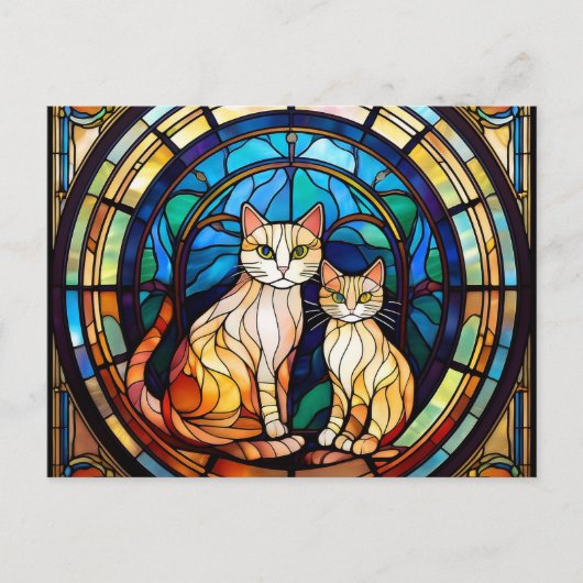 AI-gebrandschilderde katten Briefkaart (Voorkant)