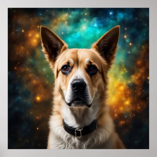 (ai gegenereerd) Hond op een mystieke plek Poster (Voorkant)