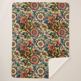 Ai gegenereerd kleurrijke bloemmotief sherpa deken