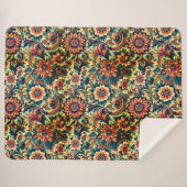 Ai gegenereerd kleurrijke bloemmotief sherpa deken (Voorkant (horizontaal))