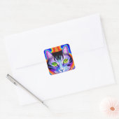 AI Gegenereerd Koel Kijkend Groene Eyed Kat Vierkante Sticker (Envelop)