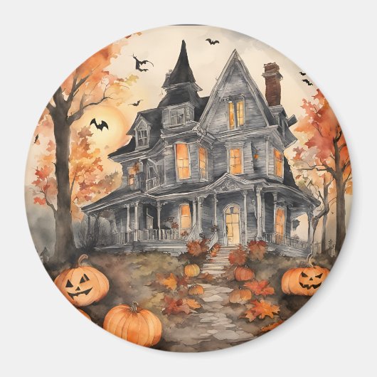 AI Gegenereerd Spooky Oud Huis Halloween Magneet (Voorkant)