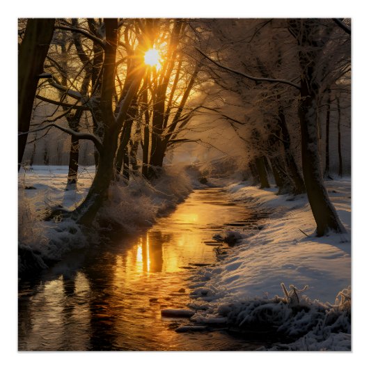 (AI gegenereerd) Winterlandschap Perfect Poster (Voorkant)