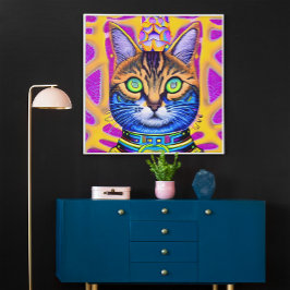 AI Gegenereerde Artsy Mystieke Spirituele Kat Poster