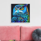 AI gegenereerde kleurrijke Uil Canvas Afdruk (Insitu (Woonkamer))