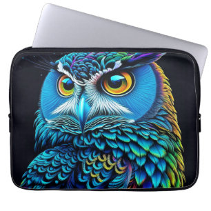 AI gegenereerde kleurrijke Uil Laptop Sleeve