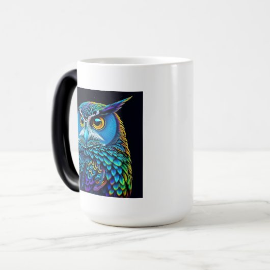 AI gegenereerde kleurrijke Uil Magische Mok (Voorkant links)