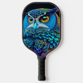 AI gegenereerde kleurrijke Uil Pickleball Paddle (Voorkant)