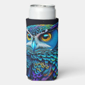 AI gegenereerde kleurrijke Uil Seltzer Blikjeskoeler (Seltzer Achterkant)