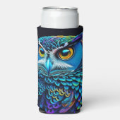AI gegenereerde kleurrijke Uil Seltzer Blikjeskoeler (Seltzer Voorkant)