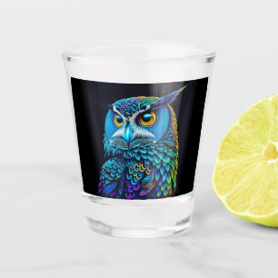 AI gegenereerde kleurrijke Uil Shot Glas