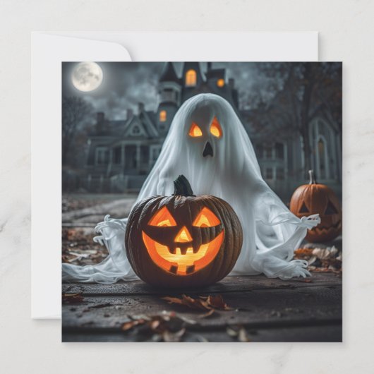 AI Gegenereerde Spooky Ghost Halloween Kaart (Achterkant)