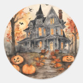 AI Gegenereerde Spooky Oude Huis Halloween Sticker (Voorkant)