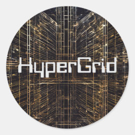 AI-geïnspireerd HyperGrid-patroon Ronde Sticker