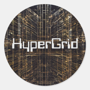 AI-geïnspireerd HyperGrid-patroon Ronde Sticker